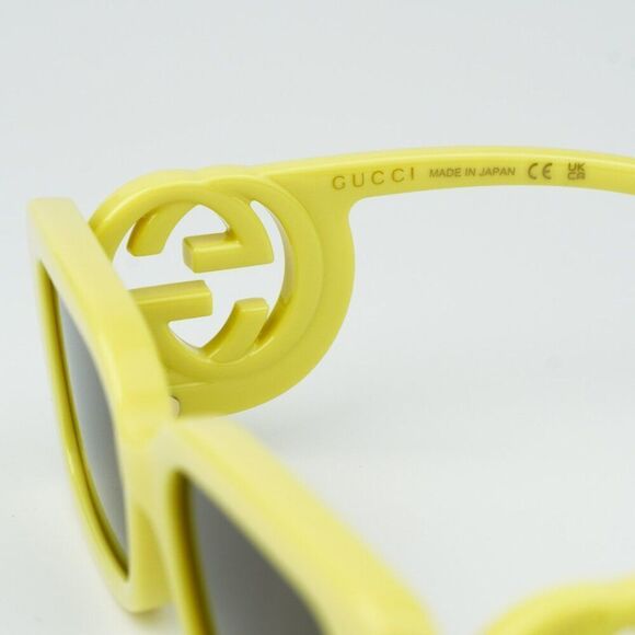 NEW Gucci GG1325S 007 Acid Yellow Brown Rectangle Unisex Sunglasses GG 1325S - Picture 6 of 10